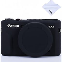 Case for G7X Mark II G7X Removable Lens Cover, Silicone Cover Rubber Soft Camera Case for Canon PowerShot G7X II G7X (Glamour Black)-image-13