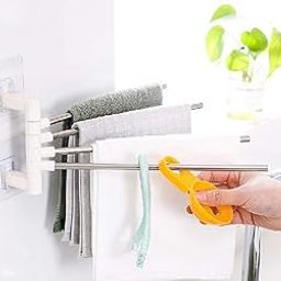 CARDEX Platinum 4 Bar Stainless Steel Folding Towel Hanging Holder Shelf Rack Organizer Portable Stand Long with Chrome Finish for Bathroom Kitchen with Hanger-image-75