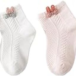 Baby Girl's 2-Pairs Baby Socks Set Mesh Short Cotton with Rabbit Cartoon Pattern For Ages 6-12 Months (White, Pink)-image-47