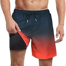 Mens Swim Trunks Compression Lining Anti Chafing Quick Dry UPF 50+ Swim Trunks 5" 7" Inseam-image-35