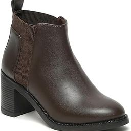 Women's Slipon with Both Side Elastic new TPR Sole Round Toe Ankle Length Comfort Mid Top Block Heel Boots-image-88