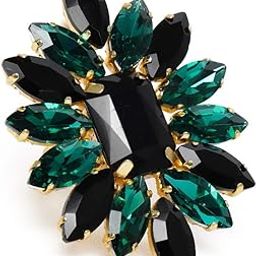 Black & Green Crystal Shine Stones Party Bling Contemporary Adjustable Finger Ring For Women-ZPFK10011-image-10