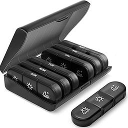 ALLOVA Portable 3 Times a Day Pill Organizer, 7 Day with Large Pill Containers, Light-Proof Pill Case for Vitamins, Medication, Supplements and Fish Oils (Black)-image-18