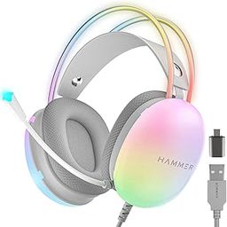 HAMMER Blaze Wired Over Ear Gaming Headphones with Mic, 50mm Drivers, Full RGB Lights, Gaming Headset with Adjustable Bands, Breathable earcushion, 1.5Mtr Wire with USB (Cyan)-21