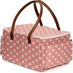 HIPPO Cute Diaper Caddy Bag with Lid Protection X-LARGE Size for Smart Mothers Baby Diaper Caddy Organizers, Nursery, Portable (PINK-STAR)-picture-12