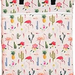 Large Hanging Wet/Dry Cloth Diaper Pail Bag for Reusable Diapers or Laundry (Flamingo)-image-66