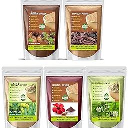 Beautoherb Amla Reetha Shikakai Bhringraj Hibiscus Powder For Hair (50G Each) For All Hair Type Pack Of 5 = 250 Gram-picture-23