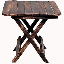 Wooden Art & Toys Wooden Folding Side Table - Antique Handmade Foldable Coffee Table for Living Room, Garden, Outdoor - Corner Table/Bedside Stool for Bedroom - 12 Inch, Brown-picture-13