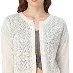 Women White Self Design Knitted Open Front Regular Shrug-image-50