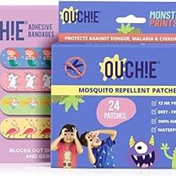 Ouchie Monster Print Mosquito Repellent Patches (24 Patches) & Ouchie Non-Toxic Printed Bandages - Lavender (20 Strips)-picture-10