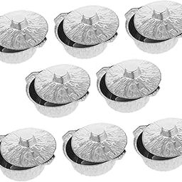 OHPHCALL 8pcs Round Aluminum Foil Pots Lid Lightweight Disposable Cookware for Camping Baking and Cooking for Outdoor Activities and Prep-image-54