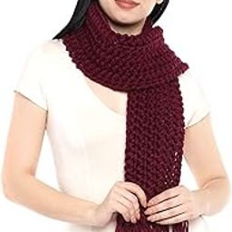 Woolen Handmade Muffler for Men/Women | Soft & Stylish Hand-Knitted Scarf for Casual Winter Wear | Luxurious Neckwarmer Scarf Stole (1463 Maroon)-image-90