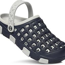 Clogs, White and Orange, Perforated Design, Slip-on Style with Heel Strap-image-1