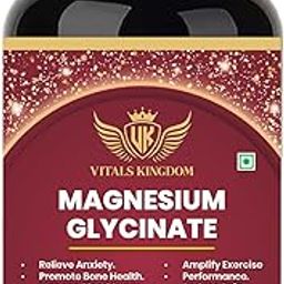 Vitals Kingdom Magnesium Glycinate 1100mg | 60 Veg Capsules | Supports Sleep, Anxiety Relief, Muscle Recovery, Bone & Nerve Health | High Absorption, No Added Sugar, Gluten-Free Supplement-23
