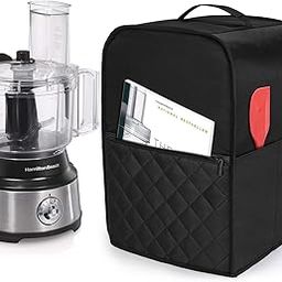 Luxja Food Processor Cover for Cuisinart and Hamilton Beach 10-14 Cup Processor, Food Processor Dust Cover with Accessories Pockets, Black-image-50
