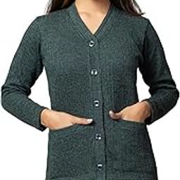 Woolen Sweater for Womens with Pockets Plus Size Cardigan M to 6XL (Premium Melanage Colours Range)-image-69