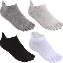 Socks Men,Toe No Show Running Five Finger Cotton Quarter Athletic Socks for Men Women 4 Pack-image-55