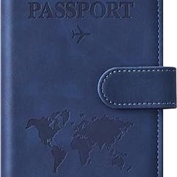 Passport Cover, RFID Blocking Passport Holder, Portable Passport Holder for Men Passport Holder for Women Passport Covers Passport Cover PU Leather, Passport Case for Men Women Travel (Blue)-image-60