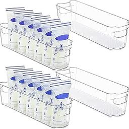 THE WHITE SHOP 4PCS Breastmilk Storage Container, Clear Freezer and Fridge Organizer Bins, Plastic Storage Bins for Breast Milk, Formula, Bottles and Yogurts, 4.3’’ Width, 14.7" Long-image-32