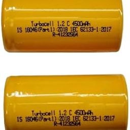 Turbocell NiCd Rechargeable C Battery, 1.2V, 4500mAh, Pack of 2-29