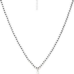 925 Sterling Silver Pear Mangalsutra Earring Chain Jewellery Set | Platinum Plated, Swiss Zirconia | Gift for Wife-image-49