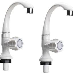 Cossimo PVC Swan Neck Tap Deck Mounted White Plastic Swinging Spout for Wash Basin Quarter Turn Tap - Pack of 2-image-62
