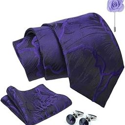 Micro Floral Tie For Men – Formal Ties Set With Pocket Square, Cufflink & Flower Pin With Gift Box For Mens, Silk Fabric Neckties Gift Sets For Men’s (BFP1)-image-54