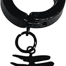 Black Mahakal Design Alloy Hoop Earrings for Men-image-36