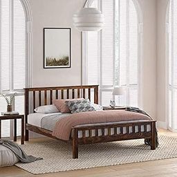 Furinno Sheesham Wood Queen Size Beds for Bedroom Living Room Home Wooden Cot Double Bed Bed Furniture for Bedroom-image-0