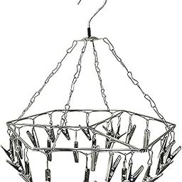 RARE-ZONE® Heavy Quality Rust Free Stainless Steel Clothes Drying Hanger with 25 Pegs for Socks,Undergarments,and Infant Clothes, Cloth Clips Hanger (Hexogon)-image-4