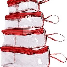 Set of 4 Multipurpose Transparent Travel Pouch Makeup Toiletry Kit Bag-0