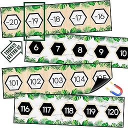 29Pcs Boho Magnetic Number Line Boho Leaves Number Line Bulletin Board Border -20 to 120 Magnetic Number Line Learning Resources Math Classroom Accessories Supplies School Decor Gift for Friends-image-41