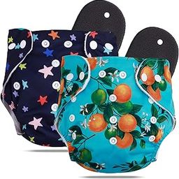 Novo Baby Leakage Proof Reusable Cloth Diaper With 5 Layer High absorbent Pad | Reusable Nappies| Freesize for Kids 0-3 Yrs | washable diapers (Star + Fruit)-image-9
