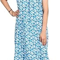 Women's Casual Pure Cotton Sleeveless Red Rose Floral Maxi Nighty Dresses-image-56