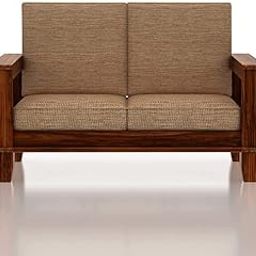 Real Wood Wooden Two Seater Sofa Set for Living Room | 2 Seater Sofa for Office & Lounge | Sheesham Wood, Natural Brown-image-98