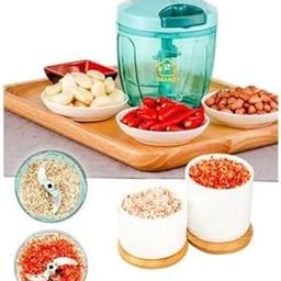 Chopper of Green (900 ml) Vegetable and Fruit Chopper Vegetable Cutter Chilly Cutter Tomato Cutter with 5 Stainless Steel Blade and 1 Bitter-2