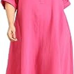 Women's Plus Pink A-Line Shirt Dress (DRS CH PNKDC)-image-40
