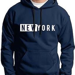 Fleece New York Design Full Sleeves Hooded Sweatshirt for Men-image-85