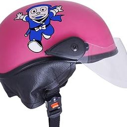 Stylish Cartoon Open Face Helmet for Kids || Baby Safety and Comfort || (3-12 Years). (Free, Pink Matte) (Non-Motorized)-31
