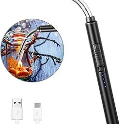 F Falkiya Candle Lighter, Rechargeable Electric Arc Lighter Ignition Lighter with USB Cable, Windproof Flameless Electronic Lighters for Kitchen, Barbecue, Candles, Gas Stove, BBQ (Black)-21
