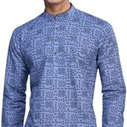 Cotton Linen Printed Designer Short Kurta for Men-image-21
