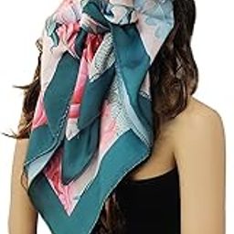 Scarf for Women Lightweight Fashion Scarves, Wrap in Floral Pattern for Spring Fall Summer (Floral Pink and Teal)-54