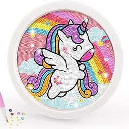 BLiSS HUES 5D Unicorn Diamond Painting Kits for Kids with Wooden Frame Cute Animal Art and Crafts for Kids Ages (6-12) Diamond Painting Frame (Unicorn Diamond Art)-image-59