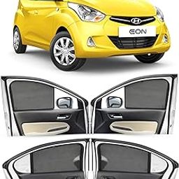 Autofact Eon Car Window Sunshade Protector Non-Magnetic Sunshade for Car Windows, Z-Black Fix-Type Curtains | Compatible with Hyundai Eon, Half Cut in Driver Window, 4-Piece Set-image-78