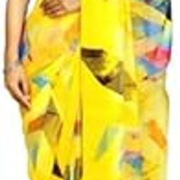 Fancy Sattin Patta With Georgette Printed Saree With Blouse Piece (MATHURA_YELLOW_R01)-image-8
