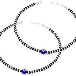Anklet Black Beads with EVIL EYE Latest Traditional Payal Anklet 1 PAIR for Women and Girls-picture-52