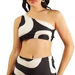 Women One-Piece Swimsuit with Cover-up - Black & White Printed Monokini with Sarong | Halter Neck Stylish & Comfortable Swimwear | Fashionable Women Beachwear-image-25