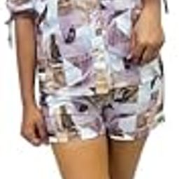 CLOV Women's Stylish Print Shirt & Shorts Co-Ord Set – Trendy Casual Outfit (Levender)-image-65