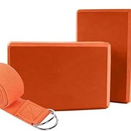 yoga Block (2 PC) - High Density EVA Foam Block to Support and Deepen Poses, Improve Strength and Aid Balance and Flexibility - Lightweight, Odor Resistant and Moisture-Proof with yoga belt-picture-0