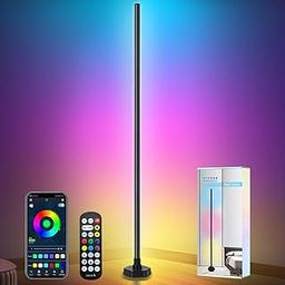 LED Floor Lamp RGBW, Corner Floor Lamp, Corner Lamp with APP, IF Remote Control, Music Sync, Timer and 16 Million DIY Colors, Smart Lamp for Gaming Rooms Bedrooms-13